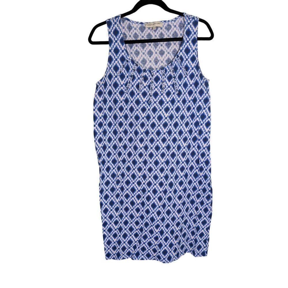 Jones New York Dress Shift Blue Slinky Sleeveless Women's Size M